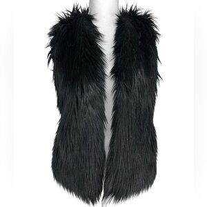 ABERCROMBIE & FITCH / Black Faux Fur Vest / XS / Goth Y2K Festival Fairy Altgirl